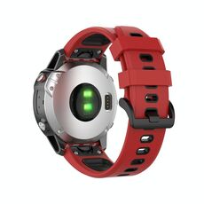 Banda di orologi in silicone a due colori a rilascio rapido da 22 mm per Garmin Fenix 7 / Epix (Red Black)