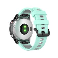 Banda di orologi in silicone a due colori a rilascio rapido da 22 mm per Garmin Fenix 7 / Epix (Teal Grey)