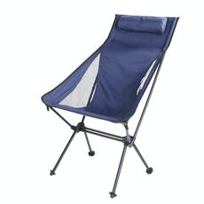 Sedia da spiaggia pieghevole portatile in lega di alluminio da campeggio all'aperto, colore: senza tasca (grigio blu)