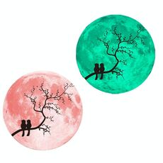 Adesivo murale fluorescente della luna fluorescente della coppia rosa del 30 cm (uccello della coppia)