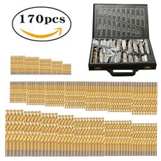 170 pezzi / set 1-10 mm in acciaio ad alta velocità in metallo aperto foro aperto stinco di twist bit (scatola nera)