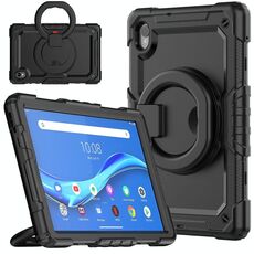 Per Lenovo M10 Plus X606F Silicone + Portablocco PC Tablet Case (nero)