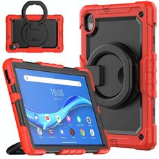 Per Lenovo M10 Plus X606F Silicone + PC porta tablet Case (rosso + nero)
