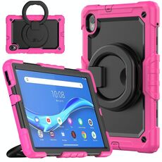 Per Lenovo M10 Plus X606F Silicone + PC porta tablet Case (Rose Red + Black)