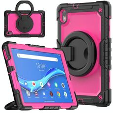 Per Lenovo M10 Plus X606F Custodia in silicone + PC per tablet PC (nero + rosa rossa)