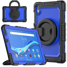 Per Lenovo M10 Plus X606F Custodia in silicone + PC tablet PC (nero + blu scuro)
