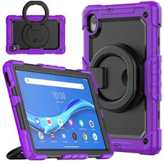 Per Lenovo M10 Plus X606F Silicone + Portablocco PC Tablet Case (viola + nero)