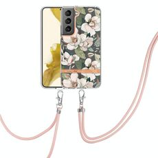 Per Samsung Galaxy S22 + 5G Flowers Flowers Case TPU con cordino (Green Gardenia)