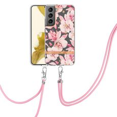 Per Samsung Galaxy S22 + 5G Flowers Boys Series Custodia per telefono TPU con cordino (rosa Gardenia)