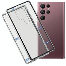 Per Samsung Galaxy S22 Ultra 5G HD Metallo Magnetico Telefono Telefono Telefono (Argento)