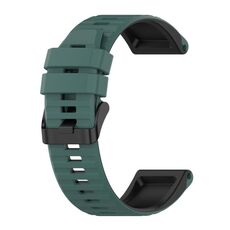 Per Garmin Fenix 6x 26mm Silicone Cinturino in silicone con cinturino in silicone (verde scuro + nero)