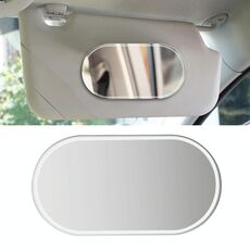 2 PCS Visiera solare Specchio ad alta definizione Specchio per trucco in acciaio inox ovale piccolo