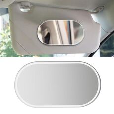 2 PCS Visiera solare Specchio ad alta definizione Specchio per trucco in acciaio inox ovale grande