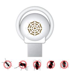 USB Auto Mouse Repellente Ultrasuoni Zanzara Insetto Repellente con Atmosphere Light (Bianco)