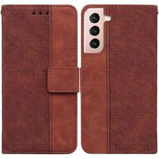 Per Samsung Galaxy S22 + 5G Cassa del telefono in pelle goffrata geometrica (marrone)