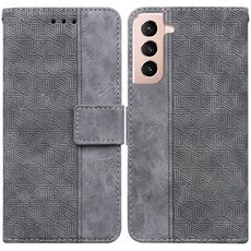 Per Samsung Galaxy S22 + 5G custodia in pelle goffrata geometrica (grigio)