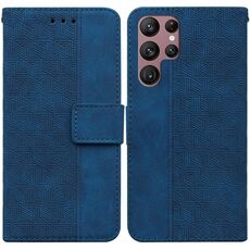 Per Samsung Galaxy S22 Ultra 5G Case Geometrica Geometrica in pelle con rilievo (blu)