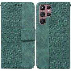 Per Samsung Galaxy S22 Ultra 5G Custodia in pelle geometrica geometrica (verde)