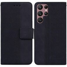 Per Samsung Galaxy S22 Ultra 5G Cassa del telefono in pelle geometrica geometrica (nero)