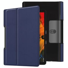 Per Lenovo Yoga Smart Tab Custodia in pelle a ribaltamento orizzontale con texture custer con supporto a due pieghe (blu scuro)