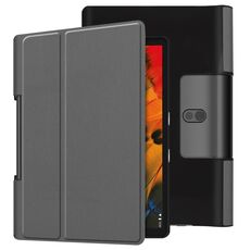 Custodia in pelle flip orizzontale per Lenovo Yoga Smart Tab Custer Texture con supporto a due pieghe (grigio)