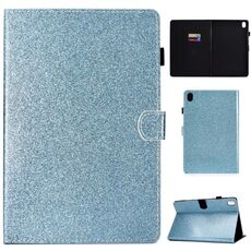 Per Huawei MediaPad M6 8.4 Custodia in pelle con flip orizzontale in polvere glitterata con supporto e slot per scheda (blu)