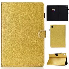 Per Huawei MediaPad M6 8.4 Custodia in pelle con flip orizzontale in polvere glitterata con supporto e slot per scheda (oro)