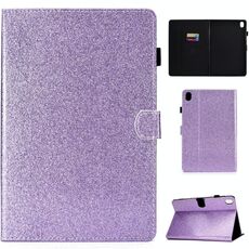 Per Huawei MediaPad M6 10.8 Custodia in pelle con vibrazione orizzontale in polvere glitterata verniciata con supporto e slot per scheda (viola)