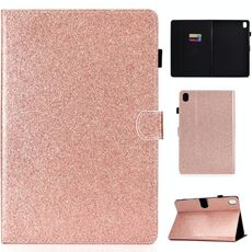 Per Huawei MediaPad M6 10.8 Custodia in pelle con vibrazione orizzontale in polvere glitterata verniciata con supporto e slot per scheda (oro rosa)