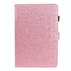 Per Huawei MediaPad T5 Custodia in pelle con flip orizzontale in polvere glitterata con supporto e slot per scheda (rosa)