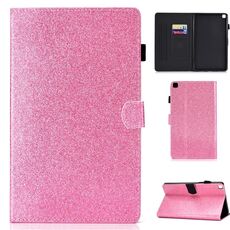 Per Galaxy Tab A 8.0 (2019) Custodia in pelle con vibrazione orizzontale in polvere glitterata T290 con supporto e slot per schede (rosa)