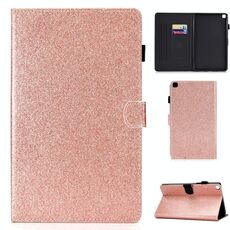 Per Galaxy Tab A 8.0 (2019) Custodia in pelle con vibrazione orizzontale in polvere glitterata T290 con supporto e slot per scheda (oro rosa)