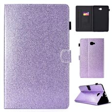 Per Galaxy Tab A 10.1 (2016) T580 Custodia in pelle con vibrazione orizzontale in polvere glitterata verniciata con supporto e slot per scheda (viola)