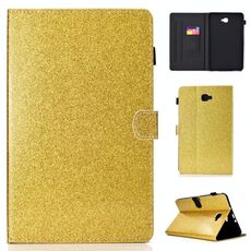 Per Galaxy Tab A 10.1 (2016) T580 Custodia in pelle con vibrazione orizzontale in polvere glitterata verniciata con supporto e slot per scheda (oro)