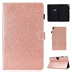 Per Galaxy Tab A 10.1 (2019) T510 Custodia in pelle con vibrazione orizzontale in polvere glitterata verniciata con supporto e slot per scheda (oro rosa)