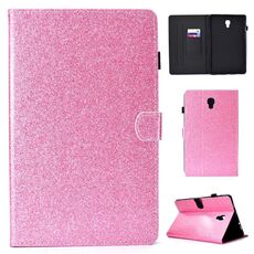 Per Galaxy Tab A 10.5 T590 Custodia in pelle con flip orizzontale in polvere glitterata con supporto e slot per schede (rosa)