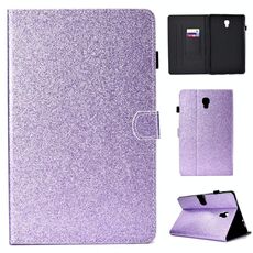 Per Galaxy Tab A 10.5 T590 Custodia in pelle con flip orizzontale in polvere glitterata con supporto e slot per schede (viola)
