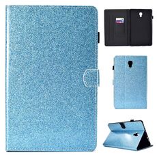 Per Galaxy Tab A 10.5 T590 Custodia in pelle con flip orizzontale in polvere glitterata verniciata con supporto e slot per schede (blu)