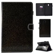 Per Galaxy Tab A 10.5 T590 Custodia in pelle con flip orizzontale in polvere glitterata verniciata con supporto e slot per schede (nero)