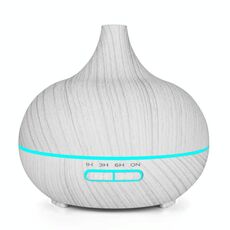 USB 400ml Wood Texture Fragrance Machine Umidificatore a bocca appuntita Spruzzatore automatico di alcol con luce LED colorata e telecomando (bianco)