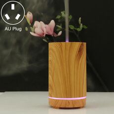 200ml Hollow-out Forest Pattern Macchina per aromaterapia con olio essenziale in legno Umidificatore ad ultrasuoni Spruzzatore automatico di alcol, Spina Specifica: Spina AU (Marrone chiaro-4)