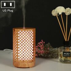 200ml Hollow-out Forest Pattern Macchina per aromaterapia con olio essenziale in legno Umidificatore ad ultrasuoni Spruzzatore automatico di alcol, Spina Specifica: spina americana (marrone chiaro-1)