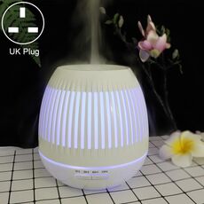 400ml Hollow-out LED Umidificatore a grana di legno Purificatore d'aria Macchina per aromaterapia Spruzzatore automatico di alcol con luce LED colorata, Spina Specifica: Spina UK (bianca)
