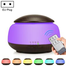 Umidificatore a grana di legno Purificatore d'aria Atomizzazione ad ultrasuoni Macchina per aromaterapia domestica con spruzzatore di alcol automatico a luce colorata a LED, Spina Specifica: Spina UE (marrone scuro)