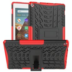 Per Amazon Kindle Fire HD 10 2019 Tyre Texture TPU + Custodia antiurto per PC con supporto (rosso)