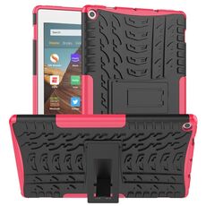 Per Amazon Kindle Fire HD 10 2019 Tyre Texture TPU + Custodia antiurto per PC con supporto (rosa)