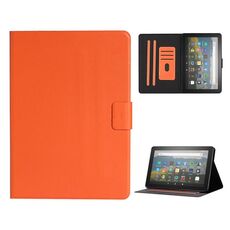 Per Amazon Fire HD 10 (2021) Custodia in pelle flip orizzontale colore puro con slot per schede e supporto e supporto / funzione di sveglia (arancione)