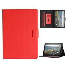 Per Amazon Fire HD 10 (2021) Custodia in pelle flip orizzontale colore puro con slot per schede e supporto e supporto / funzione di sveglia (rosso)