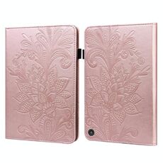 Custodia in pelle di rilievo in pizzo in pizzo in pizzo con supporto e carta Slot e portafoglio e portafoglio e foto Cornice e Sleep / Funzione sveglia per Amazon Kindle Fire HD 8 2020 / HD 8 Plus 2020 (oro rosa)