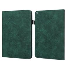 Cassa in pelle di rilievo del fiore del pizzo in pelle orizzontale con supporto e carta Slot e portafoglio e portafoglio e cornice fotografica e funzione di sveglia per Amazon Kindle Fire HD 10 2019/2018/2017/2016 (Verde)